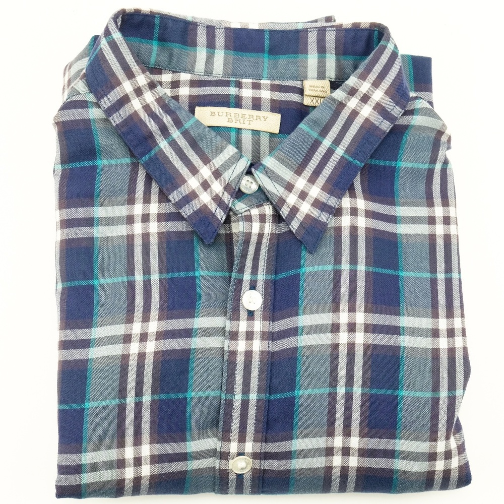 Burberry Brit XXL Blue Check Plaid Casual Shirt